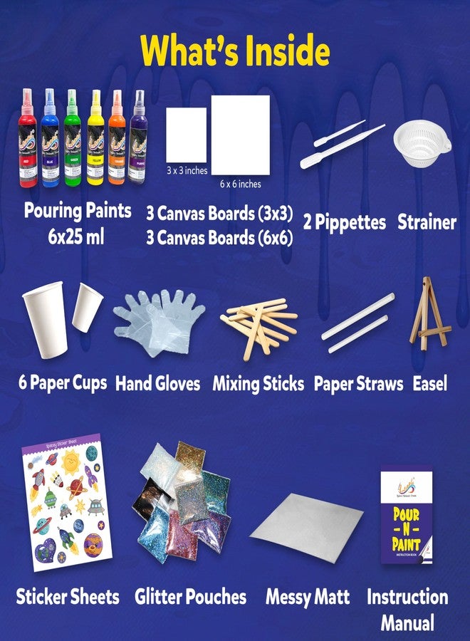 Artiggle Pour-N-Paint,Fluid Acrylic Kit|Pouring Paint|Creative Activity Kit For All Ages Kid|Craft Activity For Girls & Boys|Fluid Art Paint Kit|Coloring And Painting Kits| Multi Color - Image 3